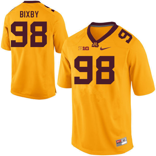 Men #98 Trey Bixby Minnesota Golden Gophers College Football Jerseys Sale-Gold